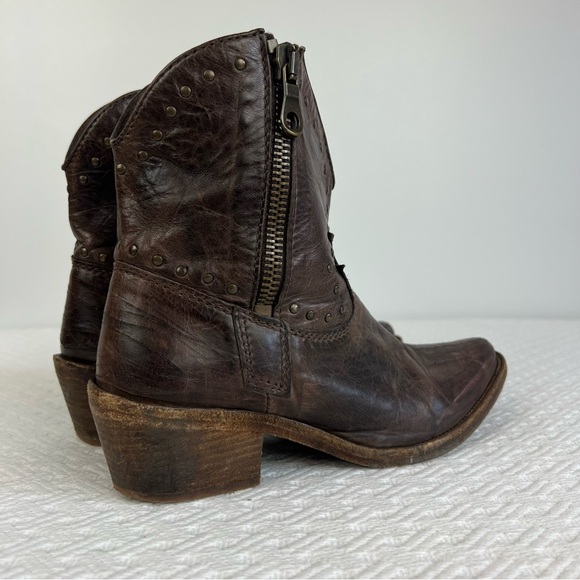 Gardenia Copenhagen Distressed Leather Cowboy Ankle Boots - Boho Chic sz 40 / 9 - Picture 4 of 13
